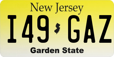 NJ license plate I49GAZ