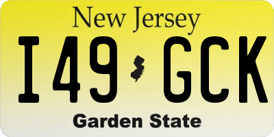 NJ license plate I49GCK