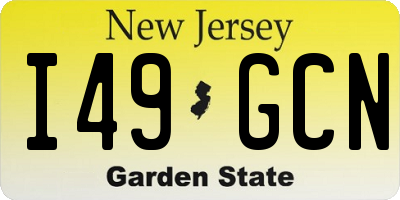 NJ license plate I49GCN