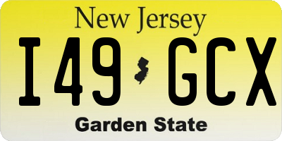 NJ license plate I49GCX