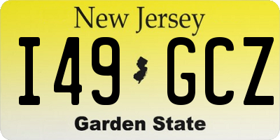 NJ license plate I49GCZ