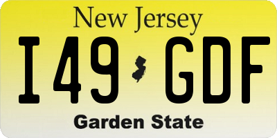 NJ license plate I49GDF