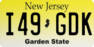 NJ license plate I49GDK
