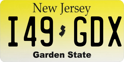 NJ license plate I49GDX