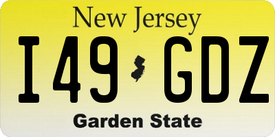 NJ license plate I49GDZ