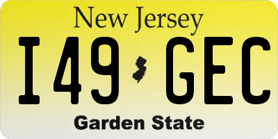 NJ license plate I49GEC