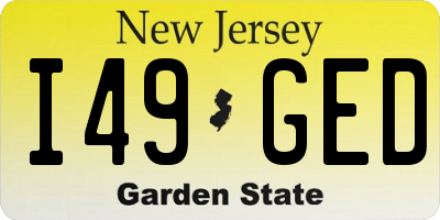 NJ license plate I49GED