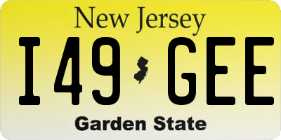 NJ license plate I49GEE