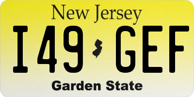 NJ license plate I49GEF