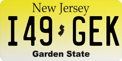 NJ license plate I49GEK