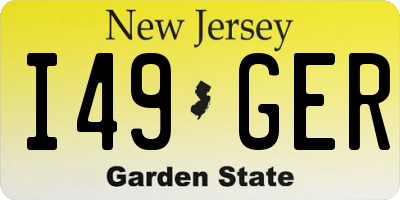 NJ license plate I49GER