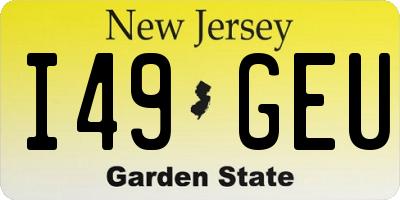 NJ license plate I49GEU
