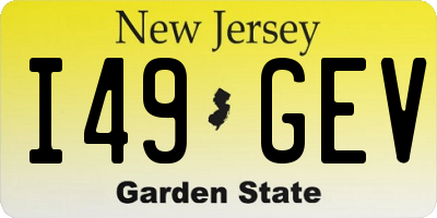 NJ license plate I49GEV