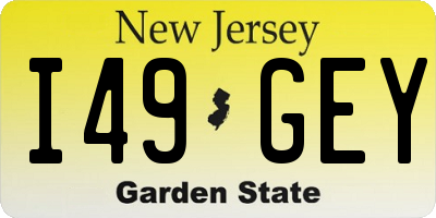 NJ license plate I49GEY