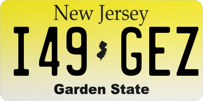 NJ license plate I49GEZ