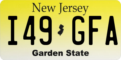 NJ license plate I49GFA