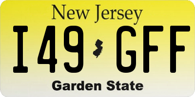 NJ license plate I49GFF