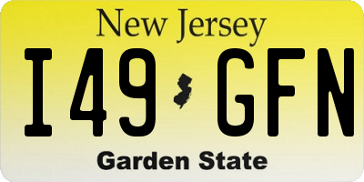 NJ license plate I49GFN