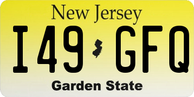 NJ license plate I49GFQ