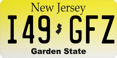 NJ license plate I49GFZ
