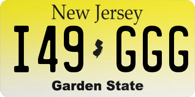 NJ license plate I49GGG