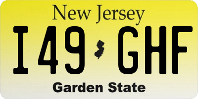 NJ license plate I49GHF