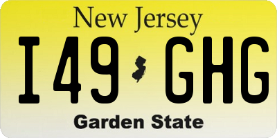 NJ license plate I49GHG