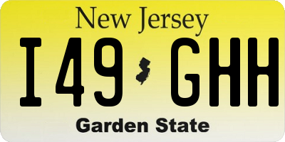 NJ license plate I49GHH
