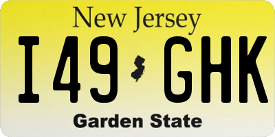 NJ license plate I49GHK