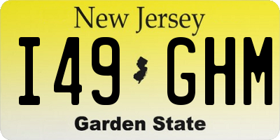 NJ license plate I49GHM