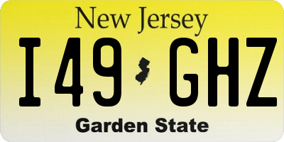 NJ license plate I49GHZ