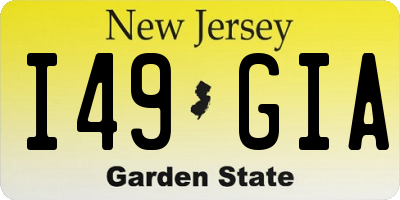 NJ license plate I49GIA