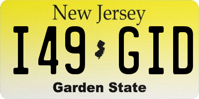 NJ license plate I49GID