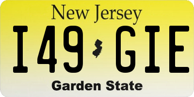 NJ license plate I49GIE