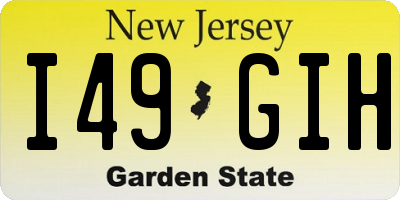 NJ license plate I49GIH