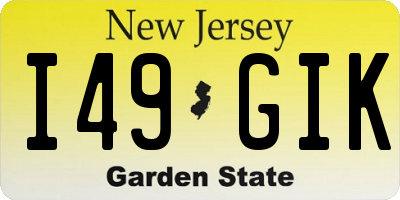 NJ license plate I49GIK