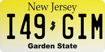 NJ license plate I49GIM