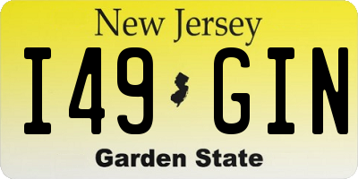 NJ license plate I49GIN