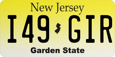 NJ license plate I49GIR