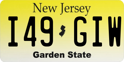 NJ license plate I49GIW