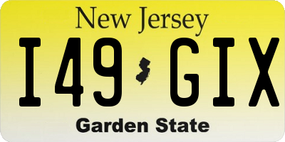 NJ license plate I49GIX