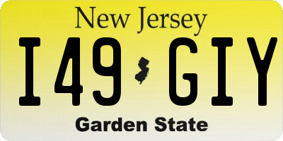 NJ license plate I49GIY