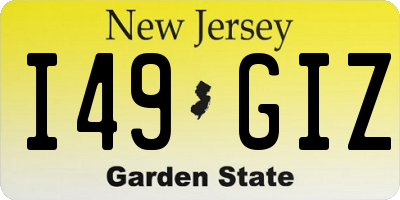 NJ license plate I49GIZ