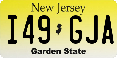 NJ license plate I49GJA