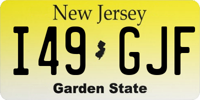 NJ license plate I49GJF