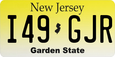 NJ license plate I49GJR