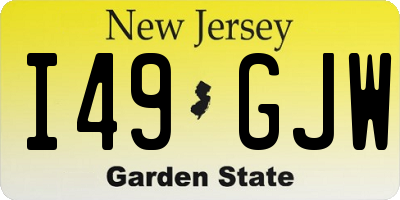 NJ license plate I49GJW