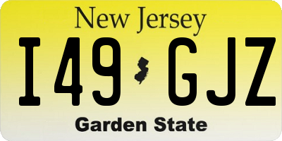 NJ license plate I49GJZ