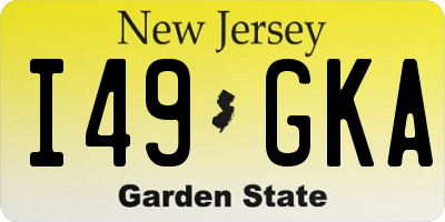 NJ license plate I49GKA