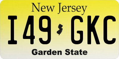NJ license plate I49GKC